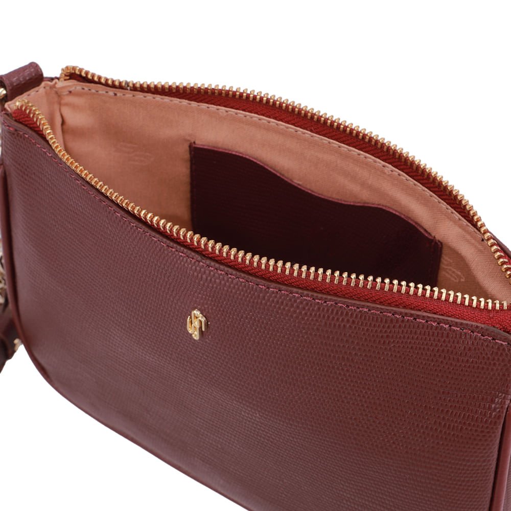 Bolsa Tiracolo Couro Lezard Vermelha Vermelho 3