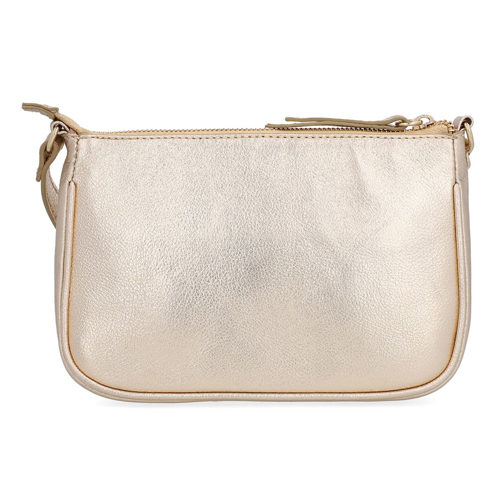 Bolsa Tiracolo Couro Lezard Metalizado Ouro Light Dourado 3