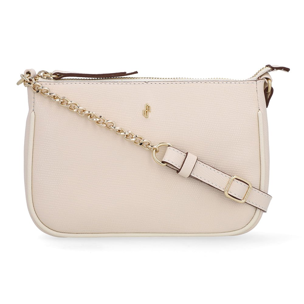 Bolsa Tiracolo Couro Lezard Branca Marfim