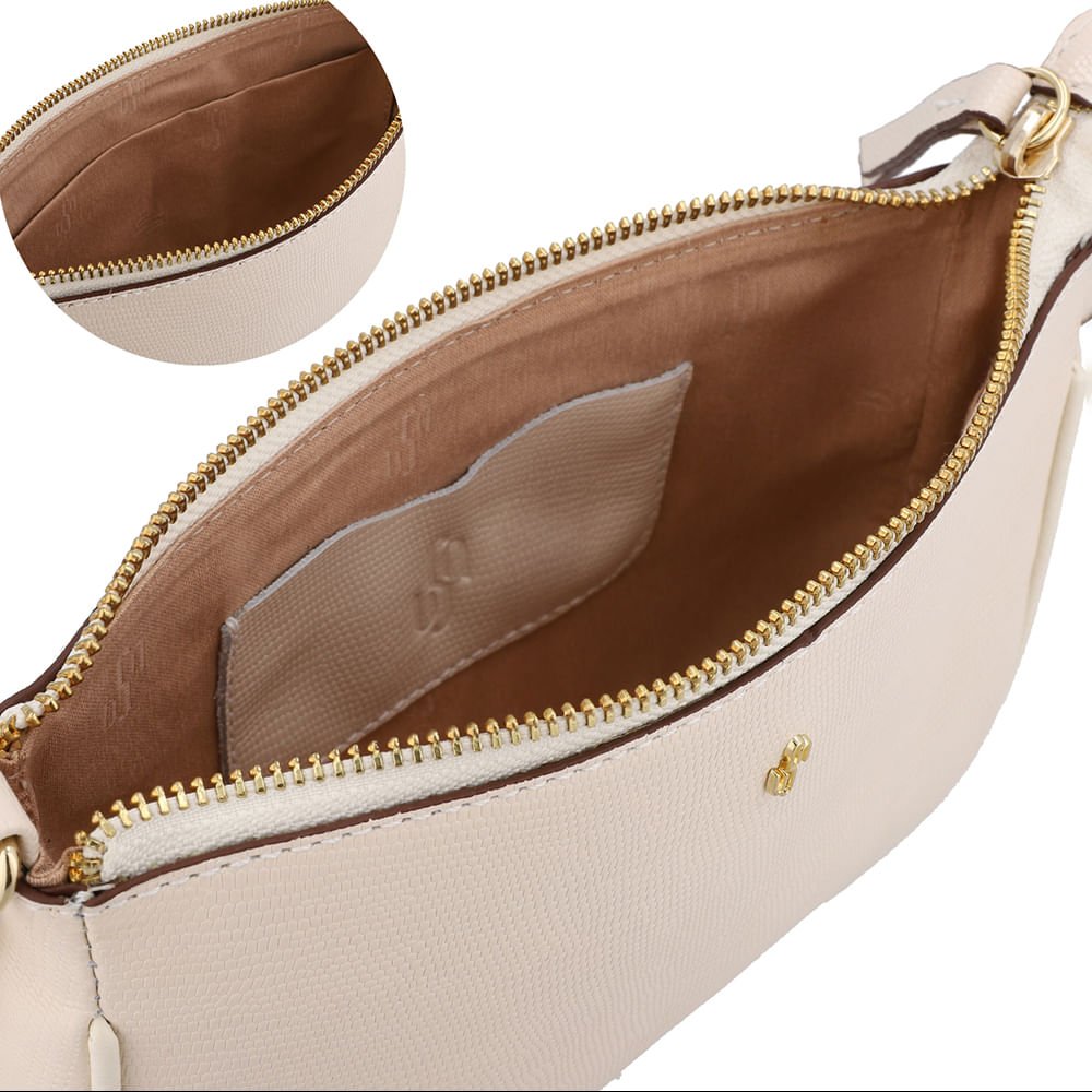 Bolsa Tiracolo Couro Lezard Branca Marfim Marfim 4