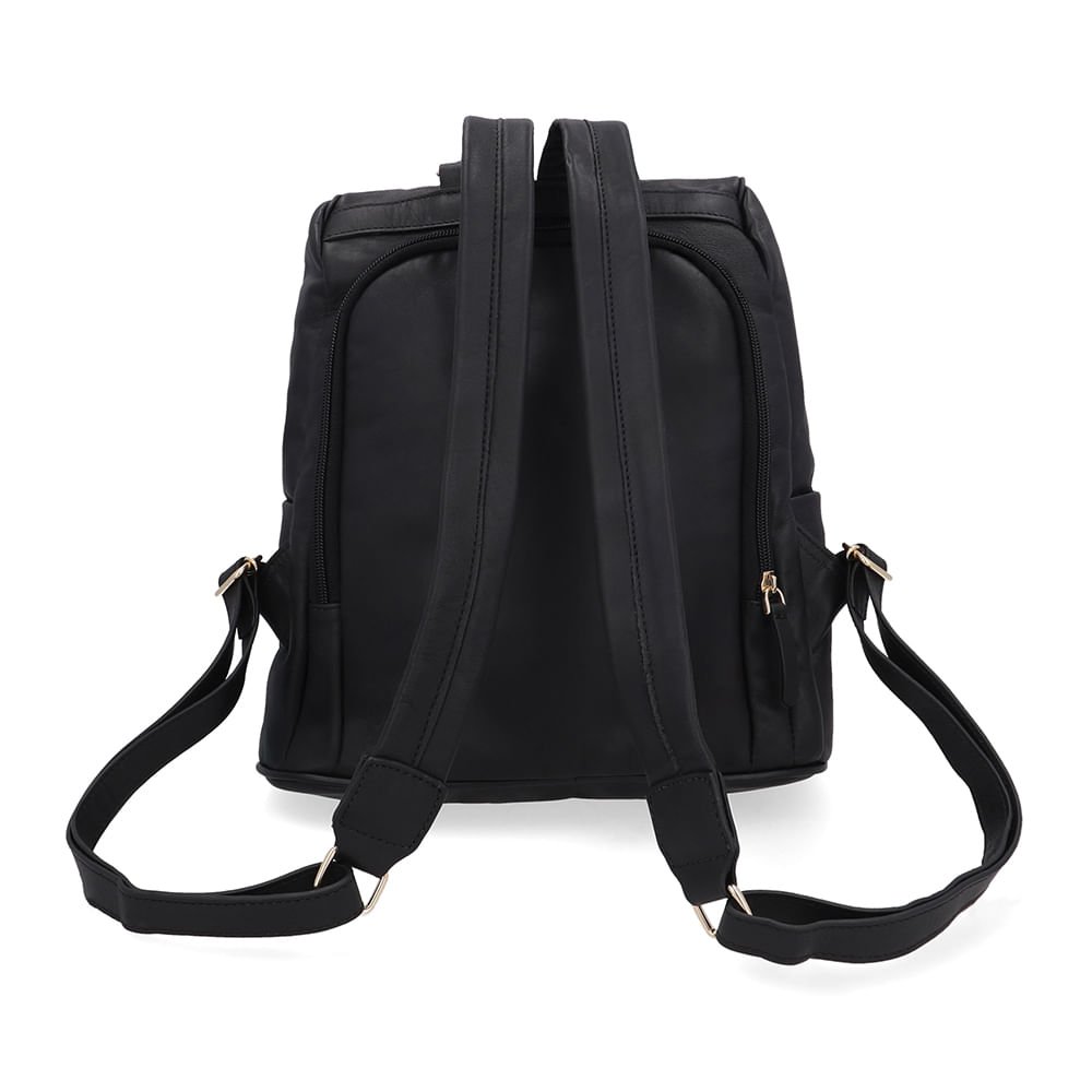 Mochila Couro Preta Preto 3