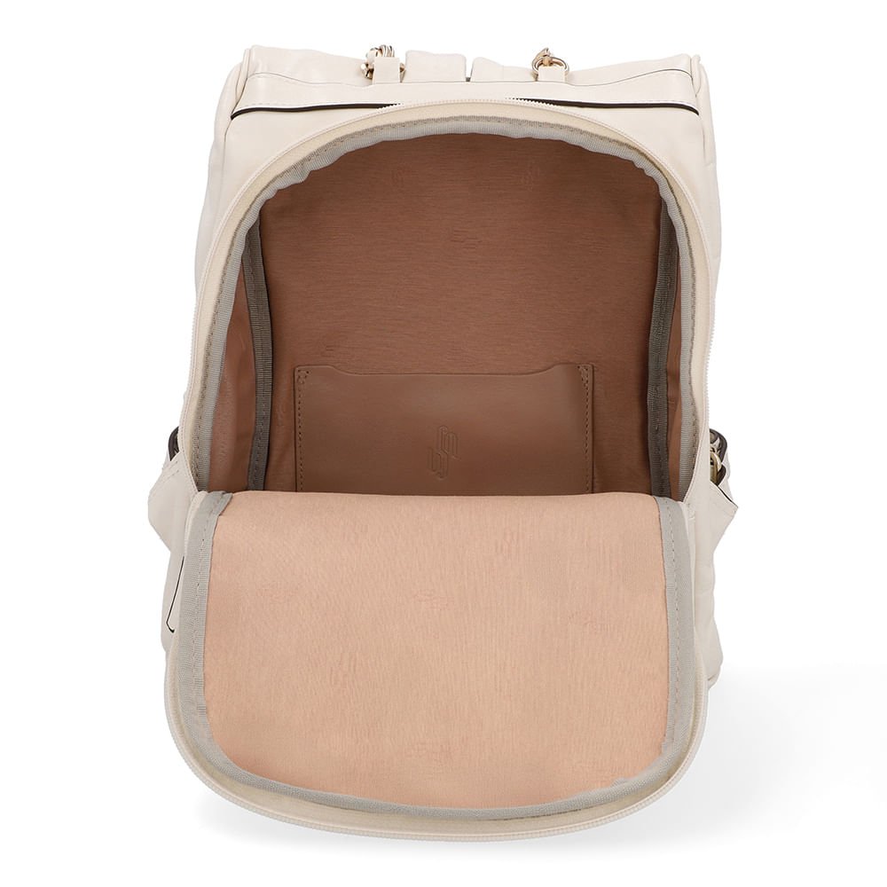 Mochila Couro Branca Marfim Marfim 4