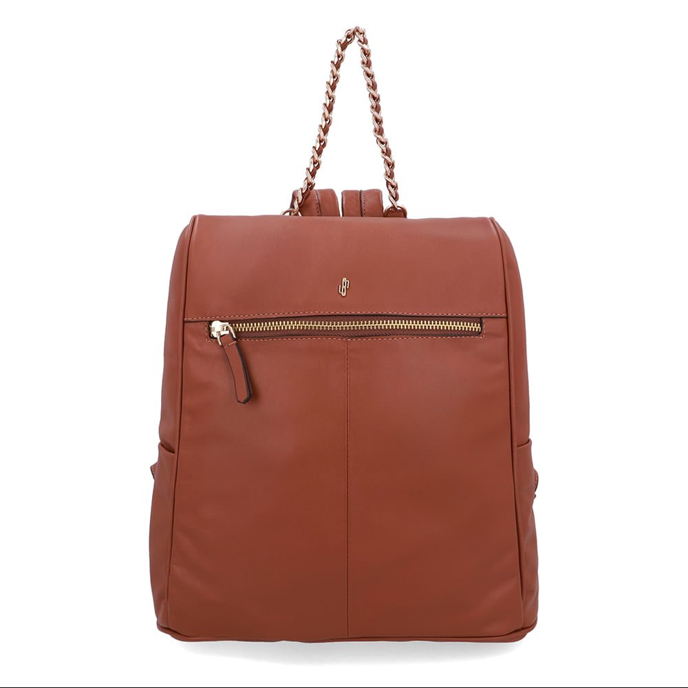 Mochila Couro Marrom Canela