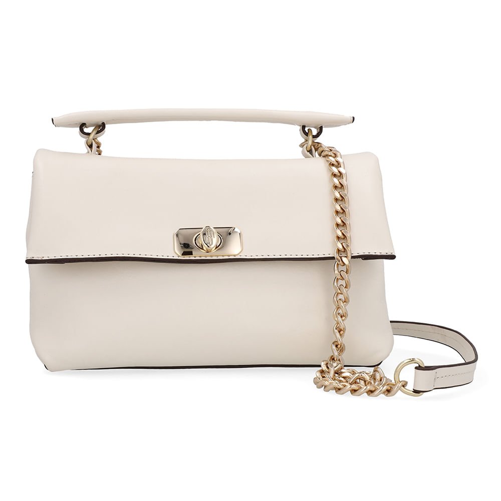 Bolsa Tote Couro Branca Marfim Torniquete