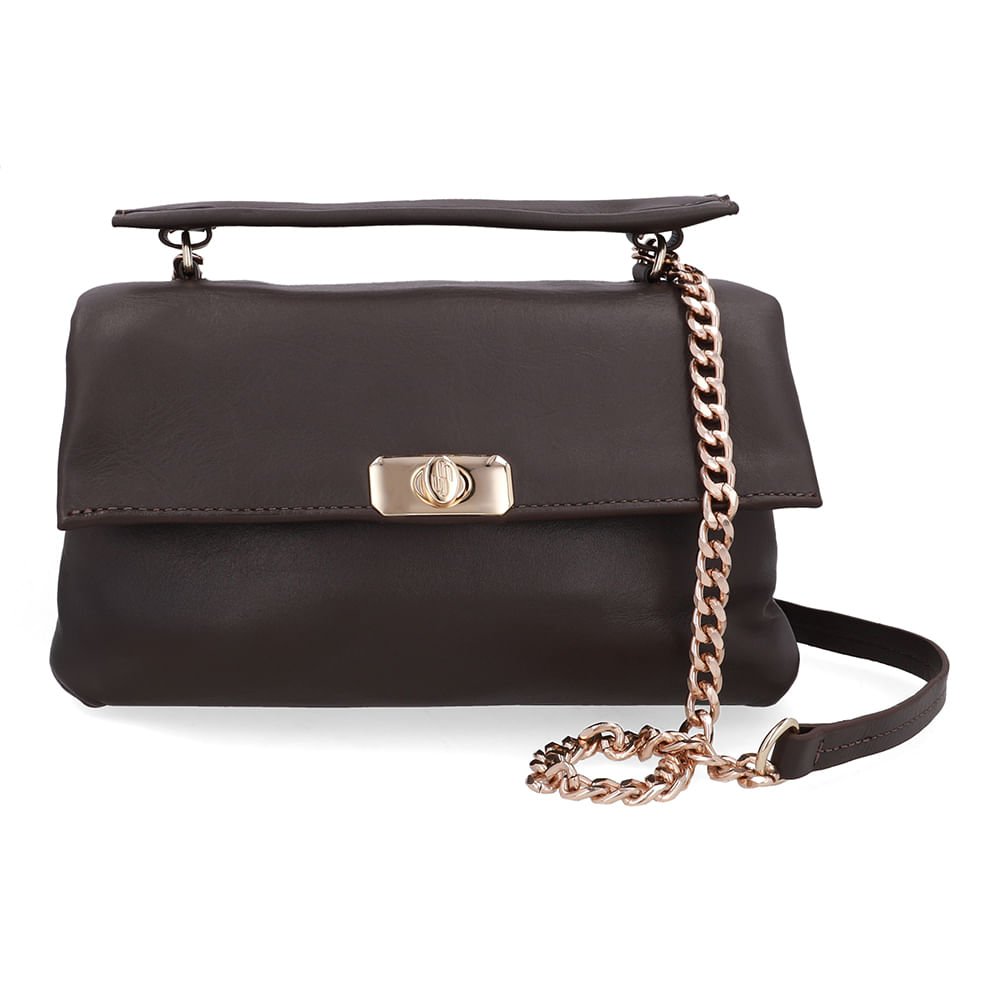 Bolsa Tote Couro Marrom Torniquete