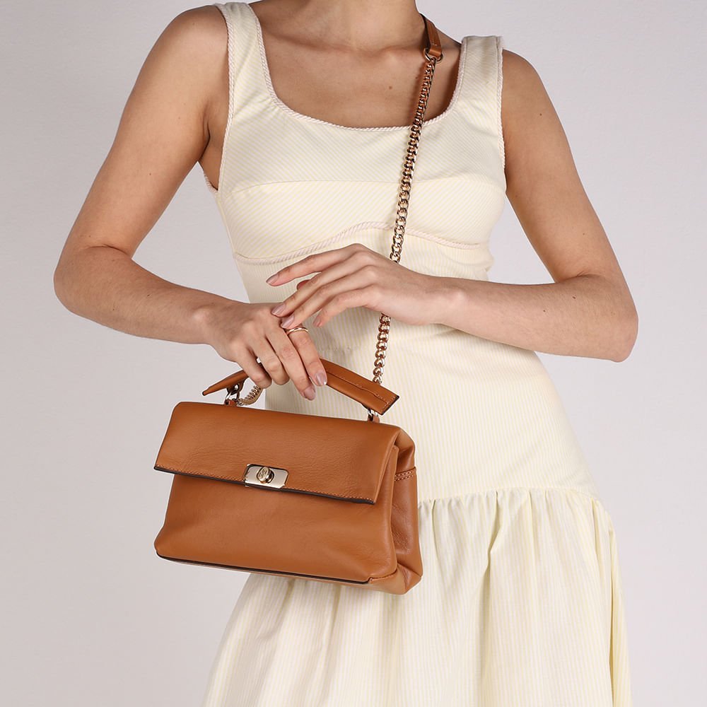 Bolsa Tote Couro Marrom Torniquete Marrom 4