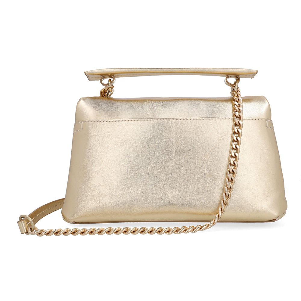 Bolsa Tote Couro Metalizada Dourada Torniquete Dourado 3