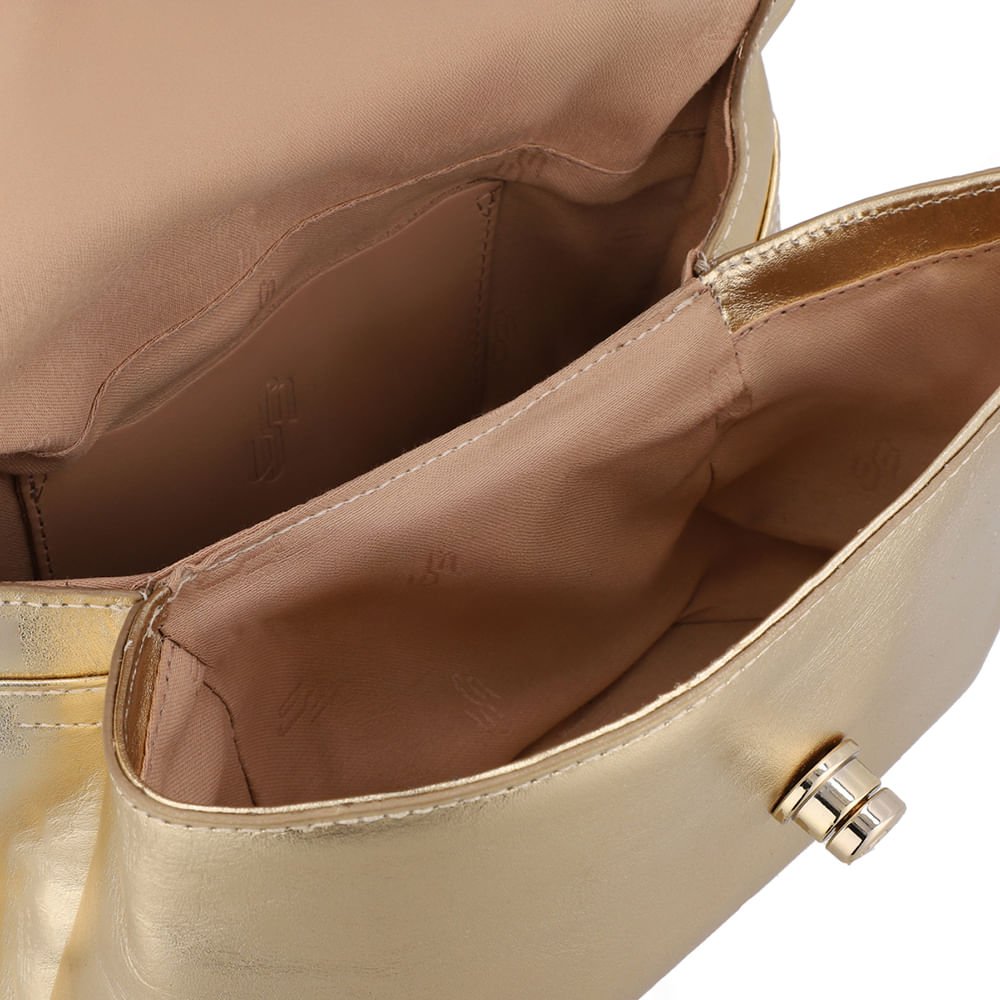 Bolsa Tote Couro Metalizada Dourada Torniquete Dourado 4