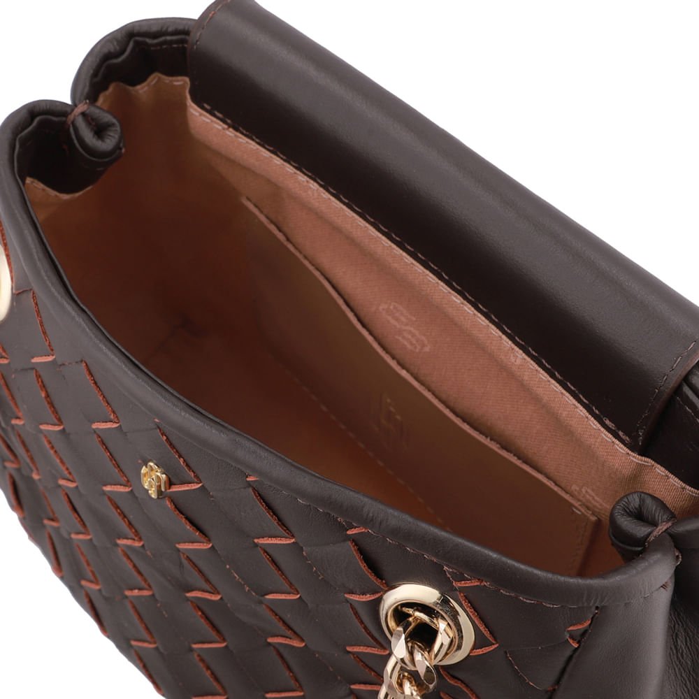 Bolsa Tote Couro Trançada Marrom Marrom 3