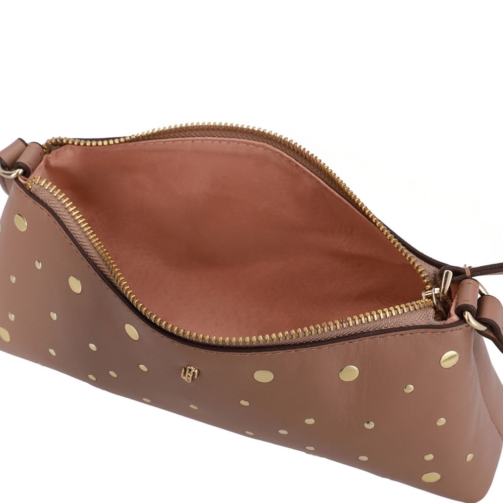 Bolsa Baguete Couro Tachas Marrom Marrom 3