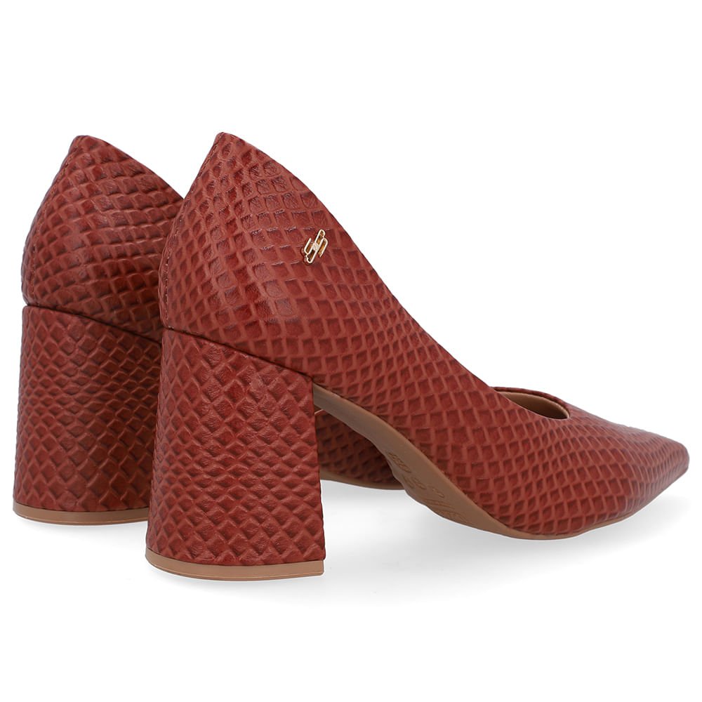 Scarpin Marrom Salto Bloco Couro Recorte Interno Marrom 3