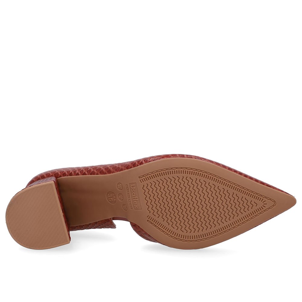 Scarpin Marrom Salto Bloco Couro Recorte Interno Marrom 5