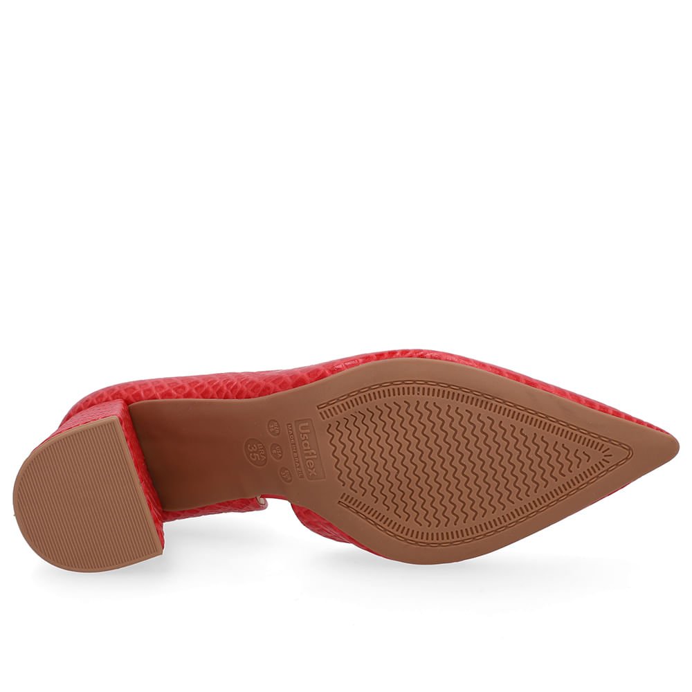 Scarpin Vermelho Salto Bloco Couro Recorte Interno Vermelho 5