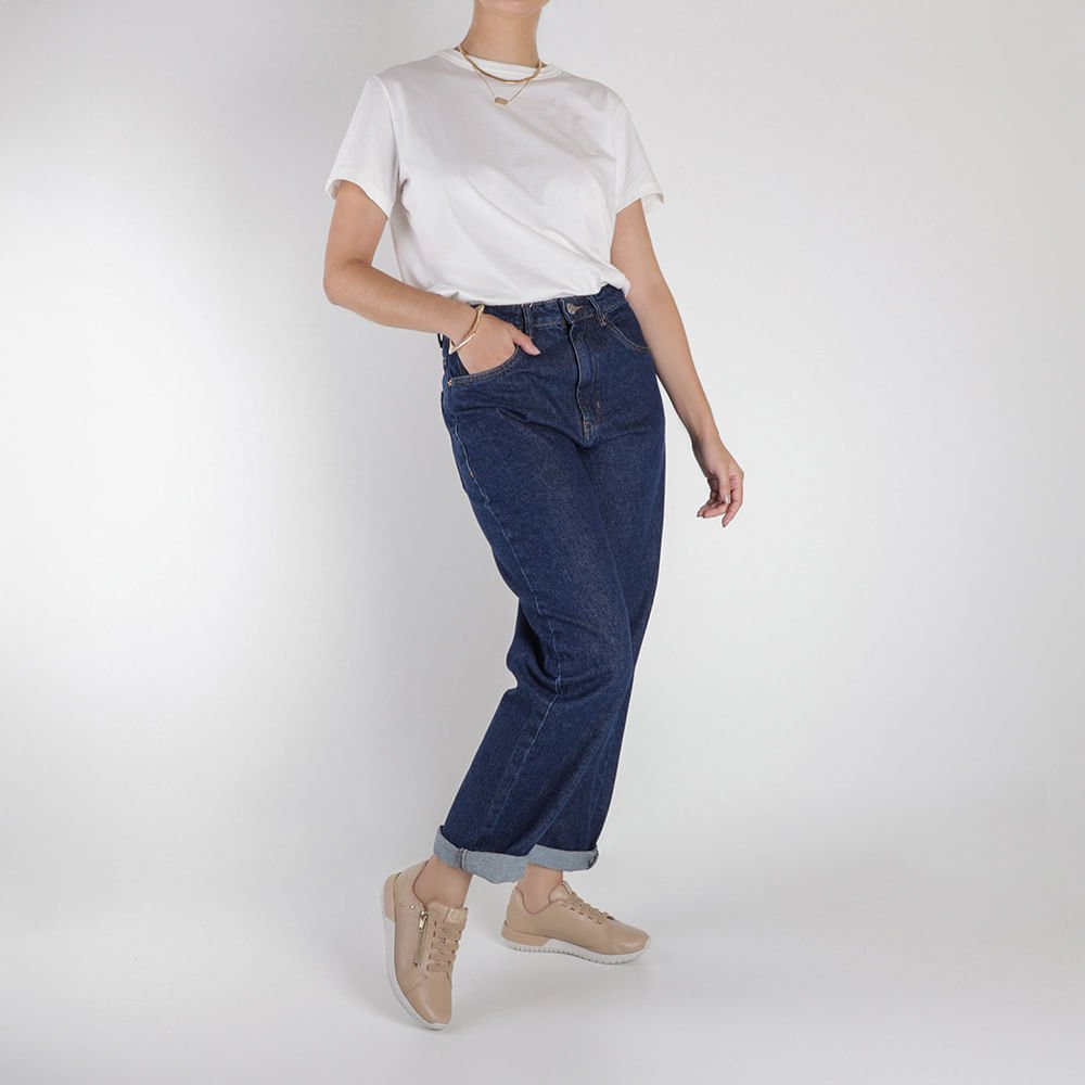 Tênis Casual Bege Couro Zíper Bege 4