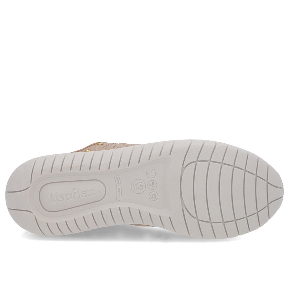 Tênis Casual Bege Couro Zíper Bege 5