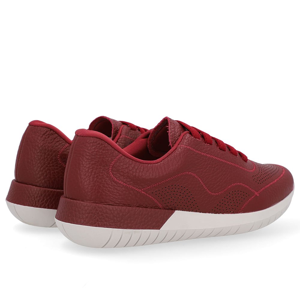 Tênis Casual Vermelho Couro Cadarço Elástico Vermelho 3