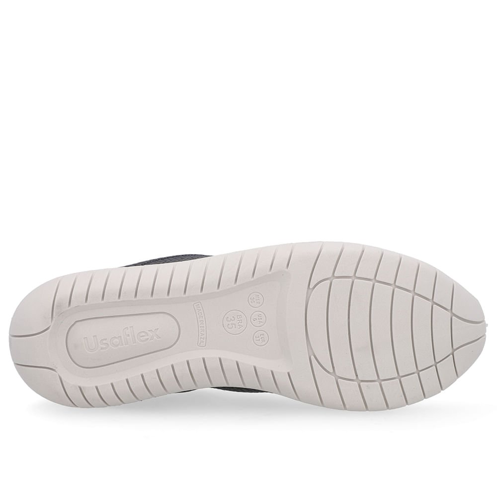 Tênis Casual Azul Couro Cadarço Elástico Preto 5