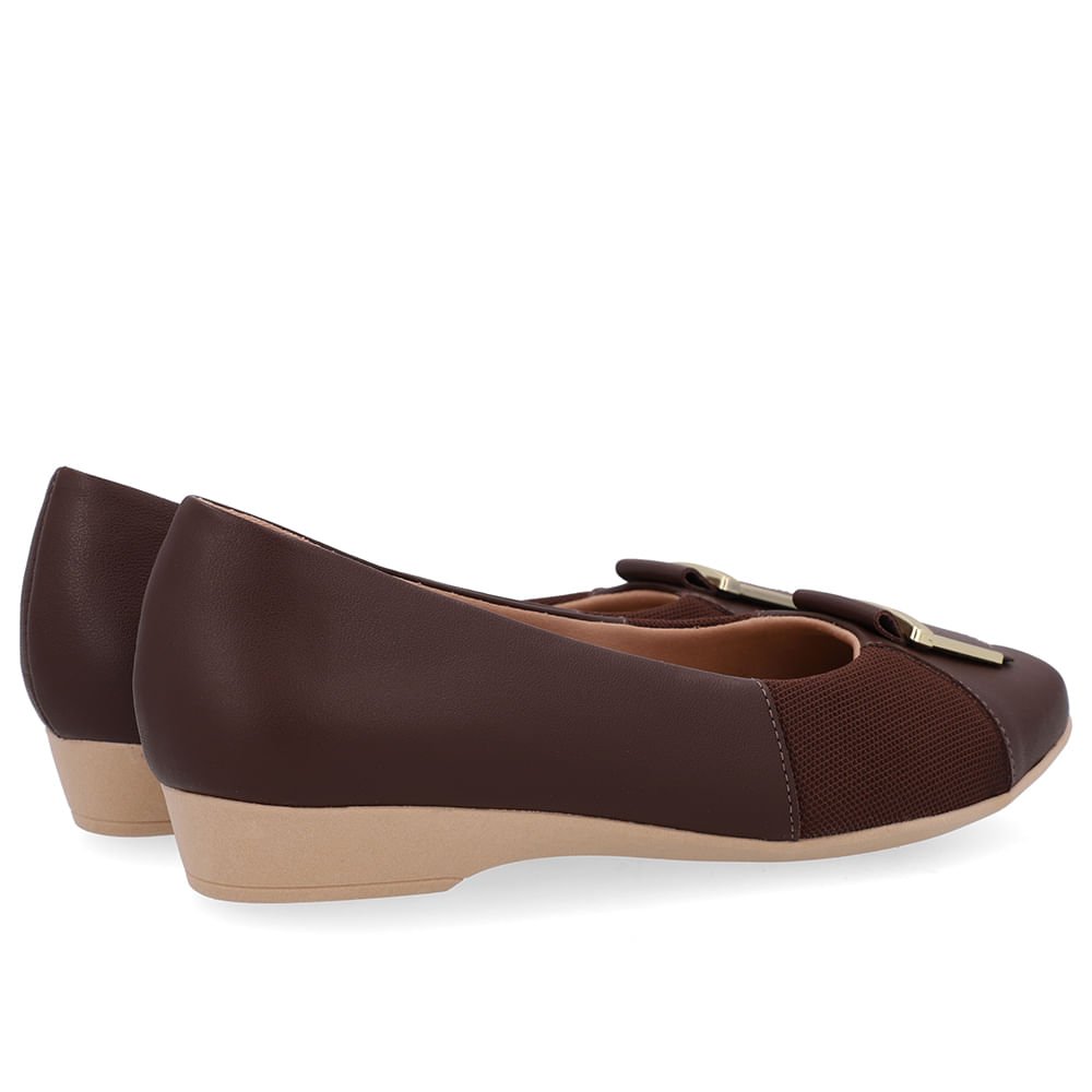 Sapatilha Marrom Couro Bico Quadrado Marrom 3