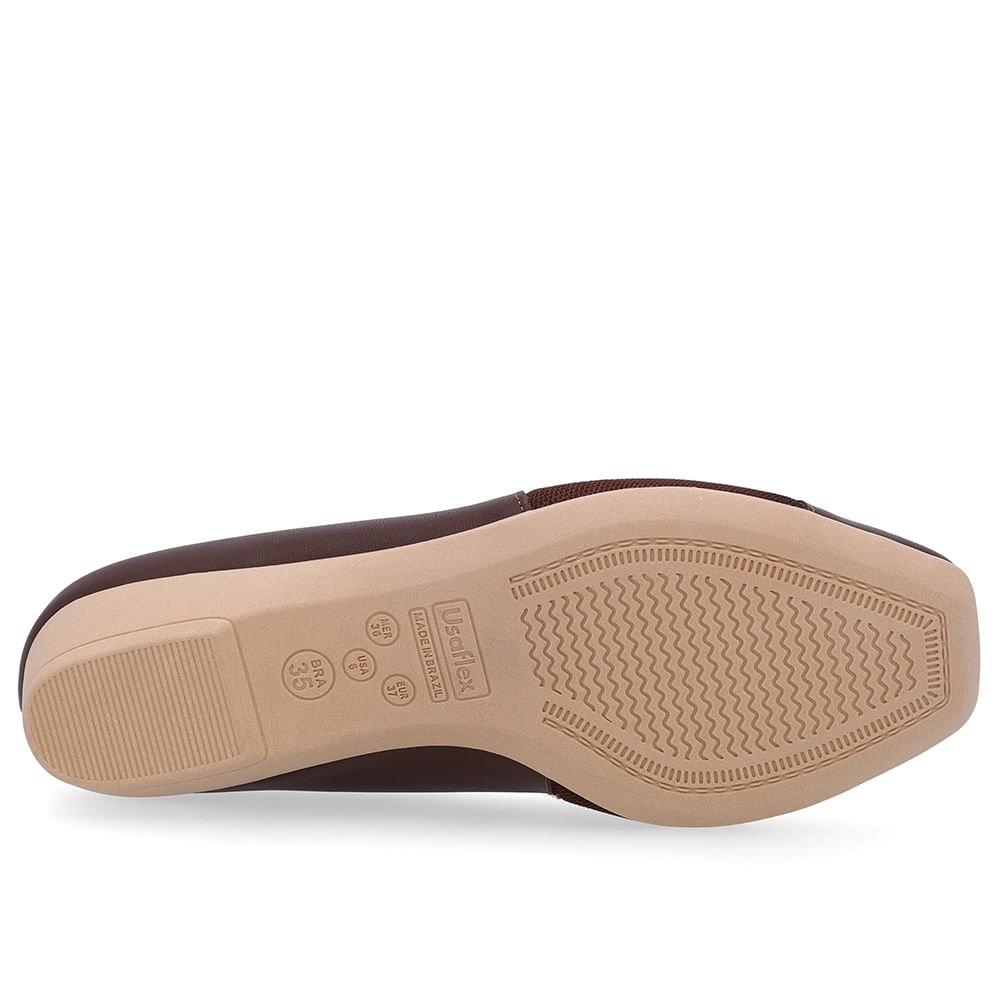 Sapatilha Marrom Couro Bico Quadrado Marrom 5