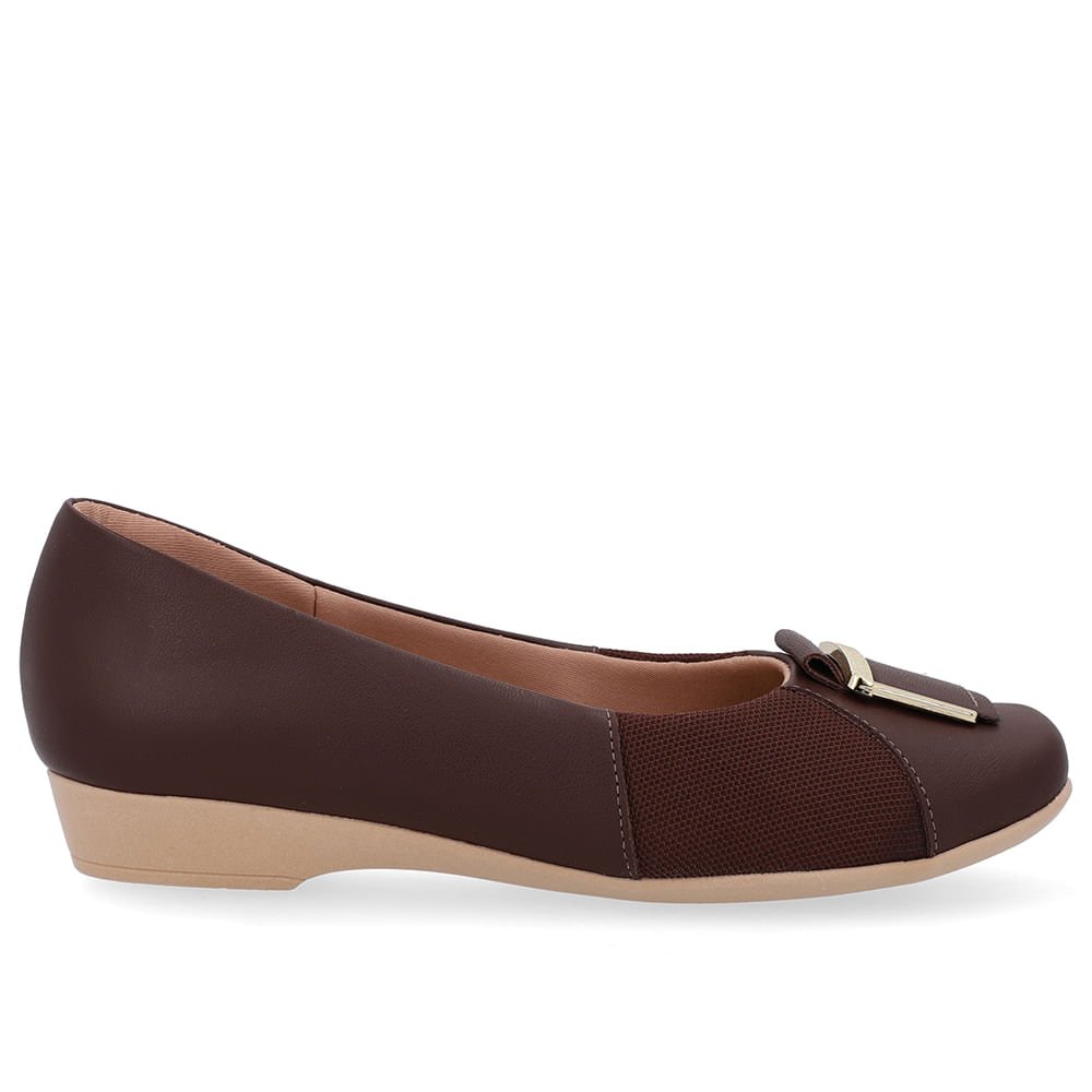 Sapatilha Marrom Couro Bico Quadrado