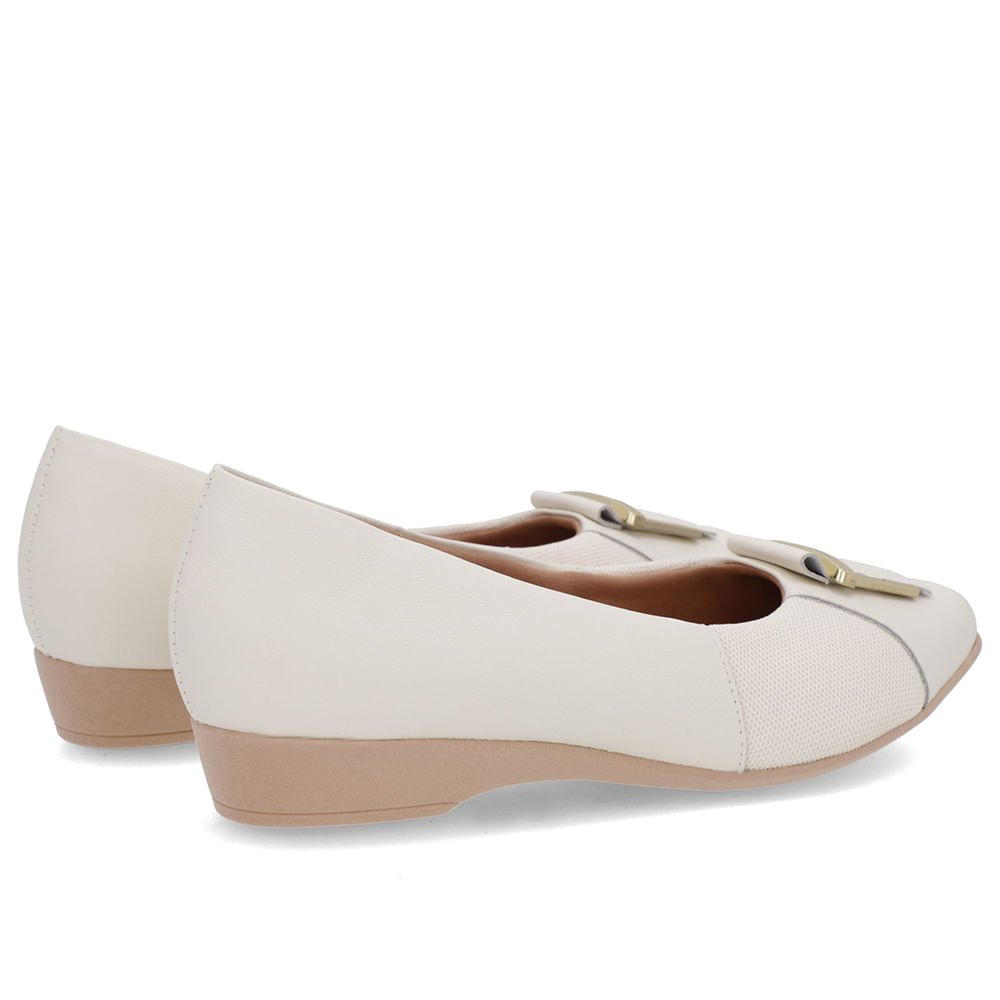 Sapatilha Branca Marfim Couro Bico Quadrado Branco 3
