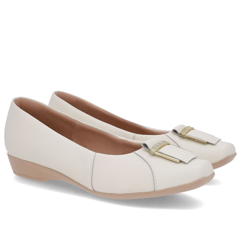 Sapatilha Branca Marfim Couro Bico Quadrado Branco 2