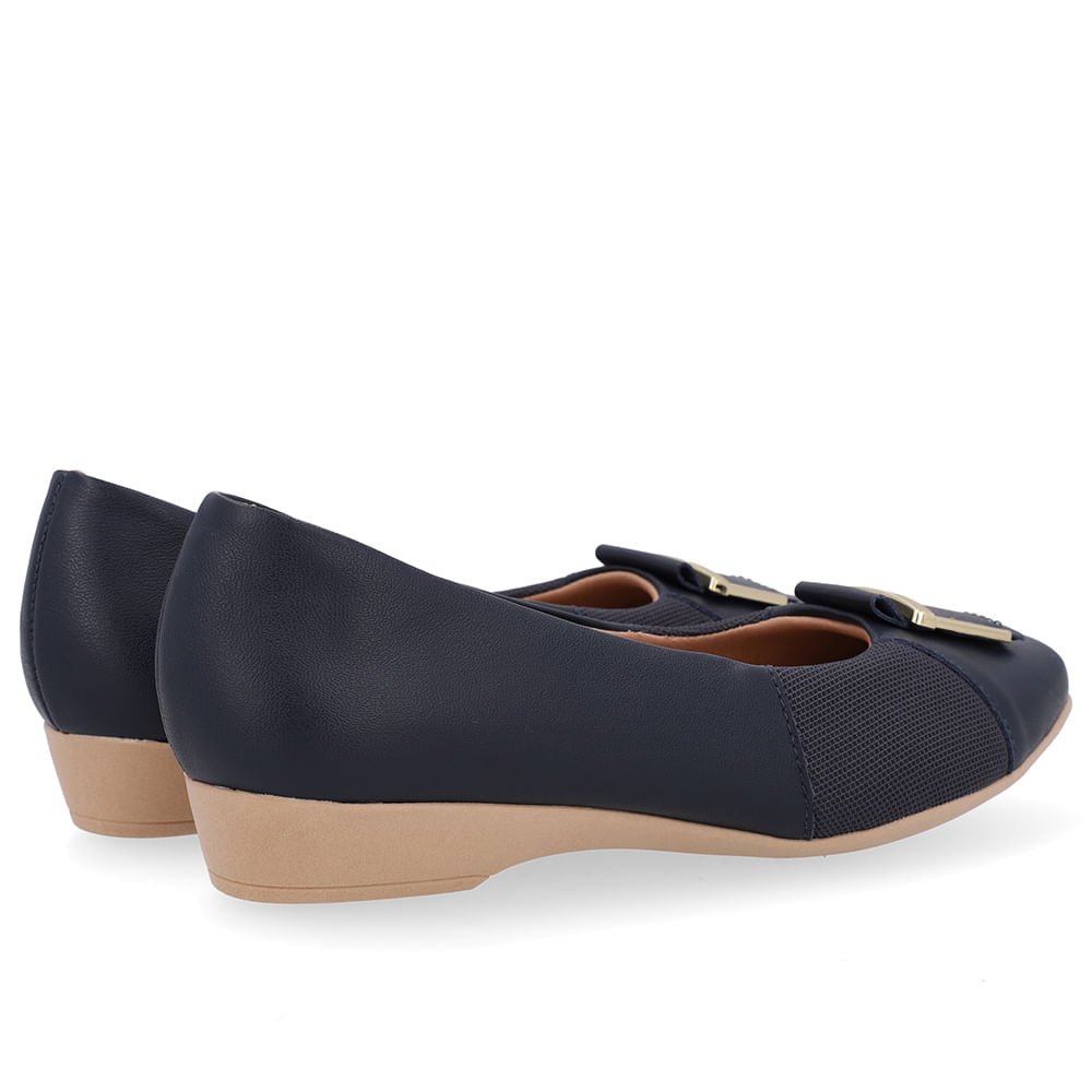 Sapatilha Azul Couro Bico Quadrado Preto 3