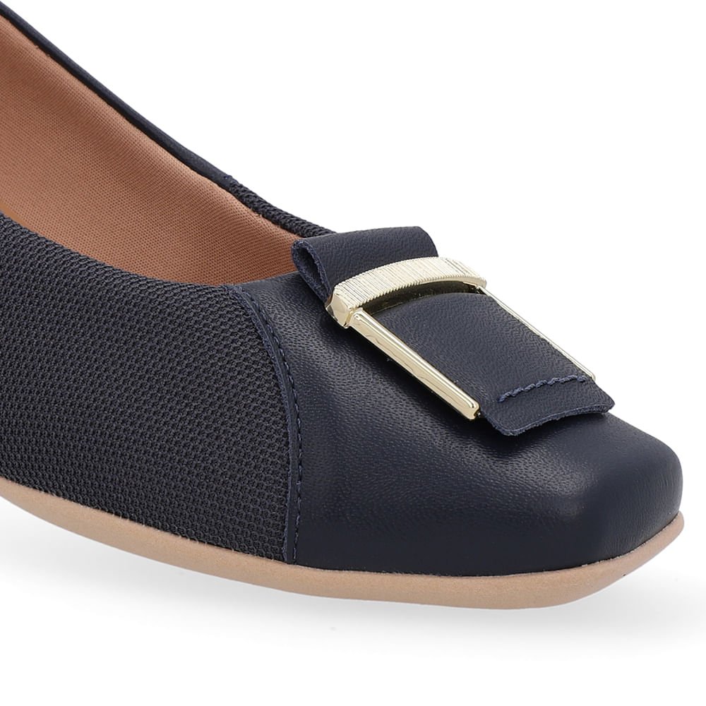 Sapatilha Azul Couro Bico Quadrado Preto 4