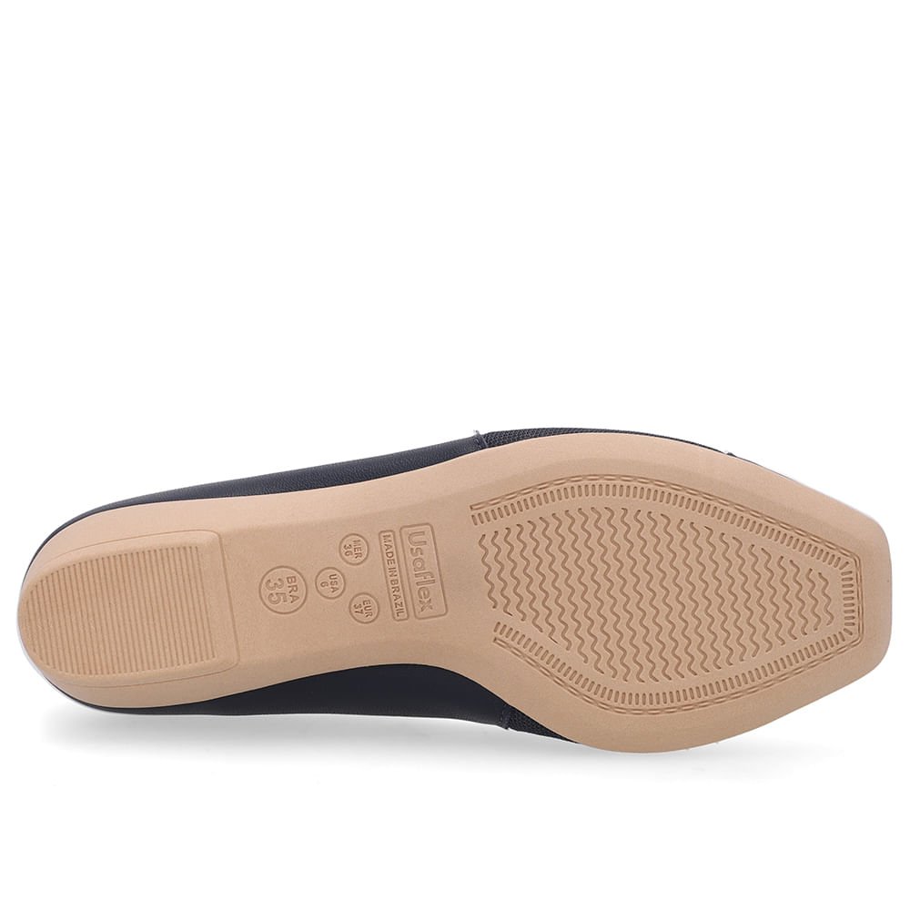 Sapatilha Azul Couro Bico Quadrado Preto 5