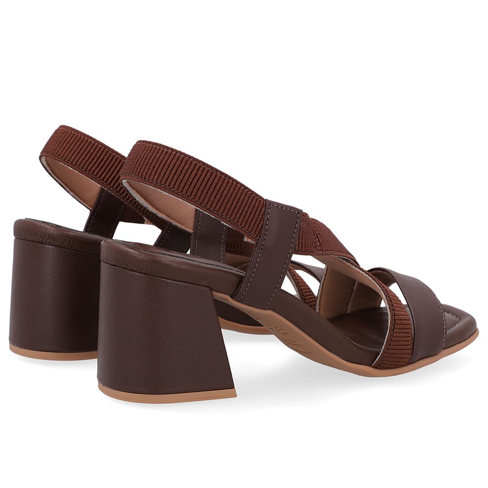 Sandália Salto Bloco Elástico Marrom Marrom 3