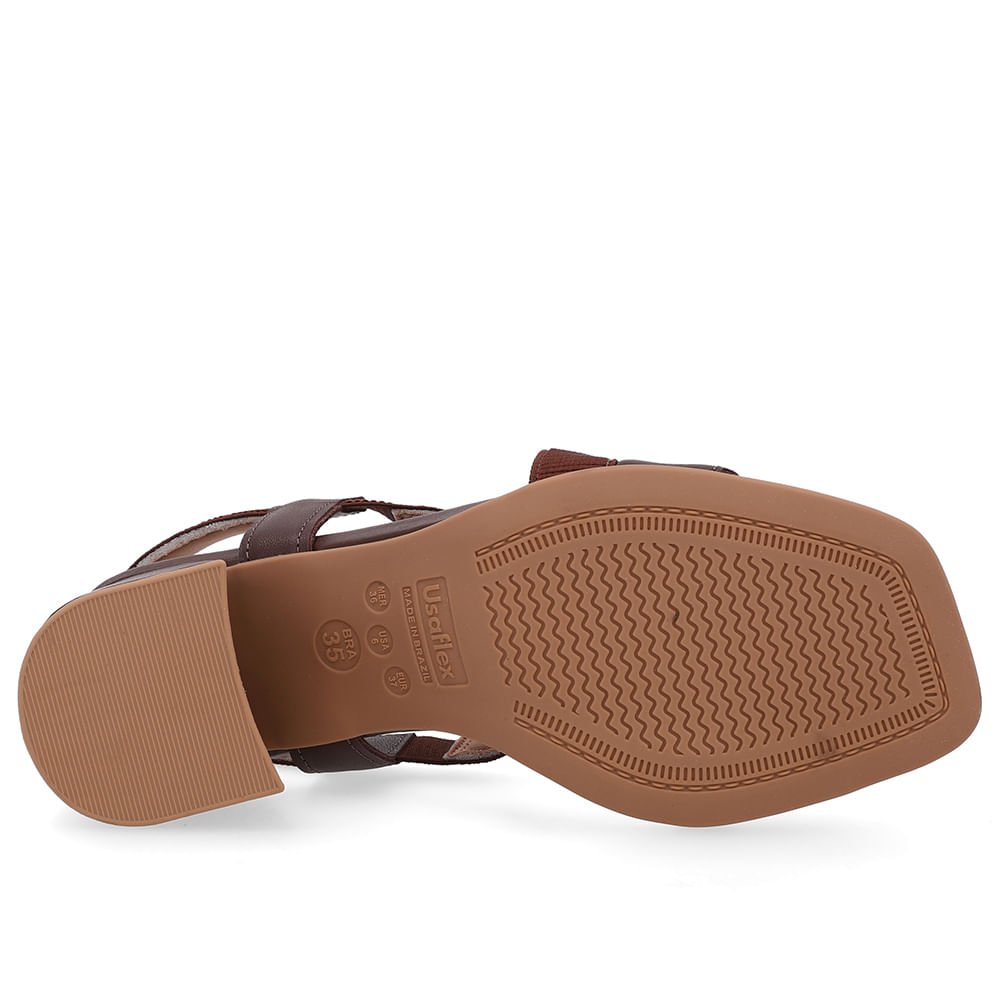 Sandália Salto Bloco Elástico Marrom Marrom 5