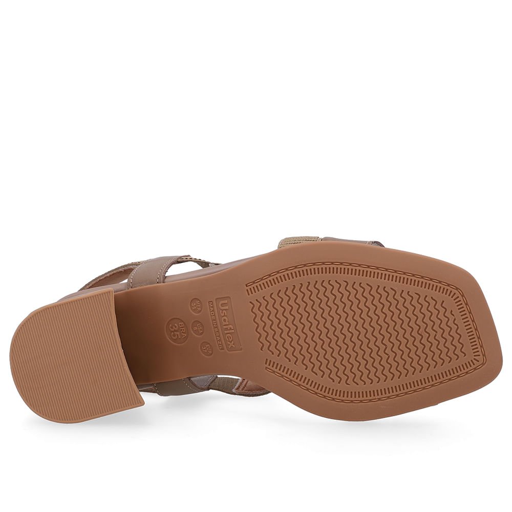 Sandália Salto Bloco Elástico Marrom Bege 5