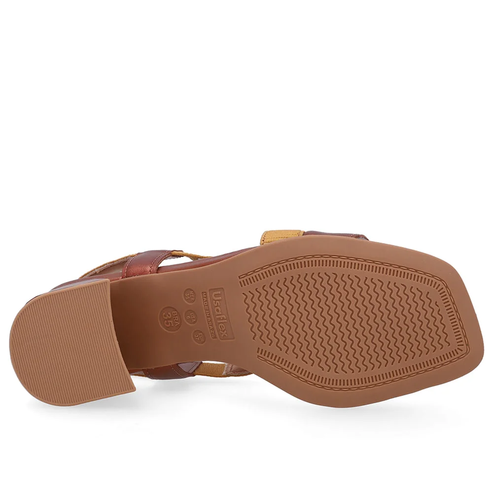 Sandália Salto Bloco Elástico Cobre Marrom 5