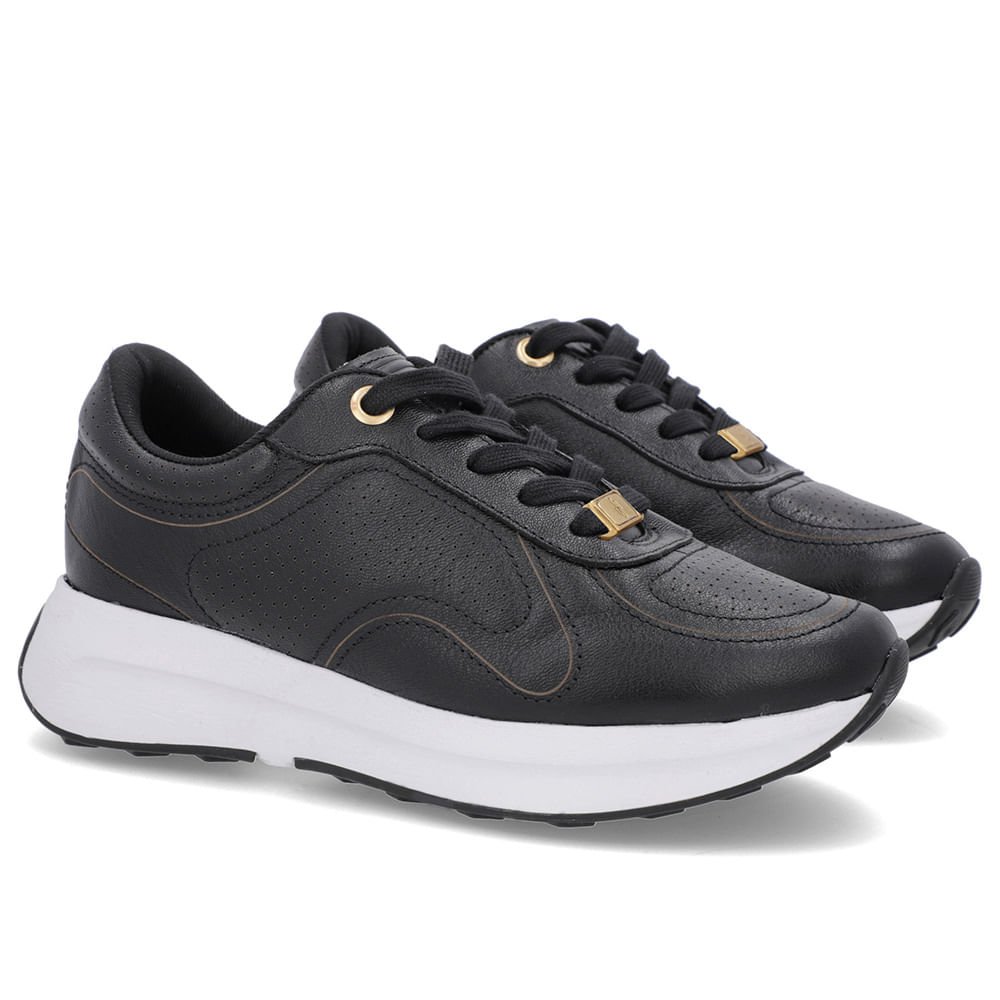 Tênis Casual Couro Preto Preto 2