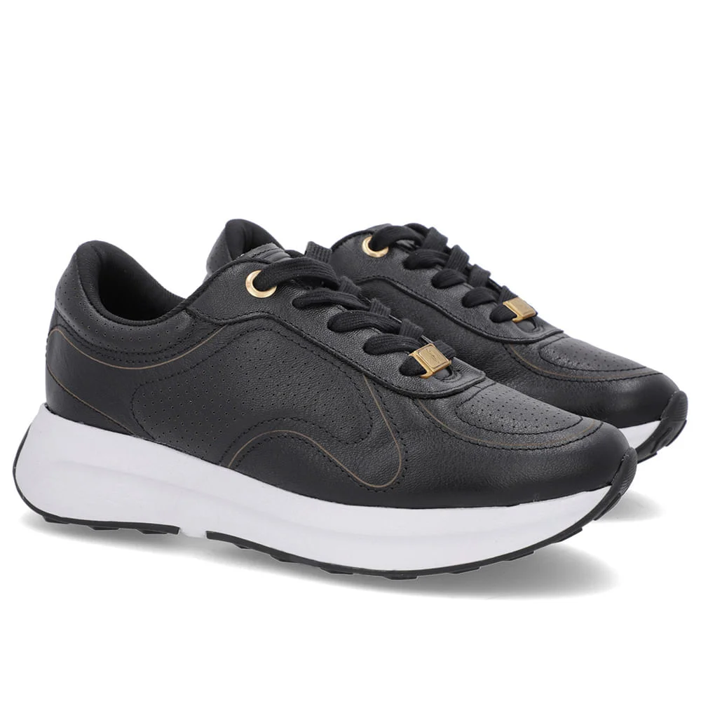 Tênis Casual Couro Preto Preto 2
