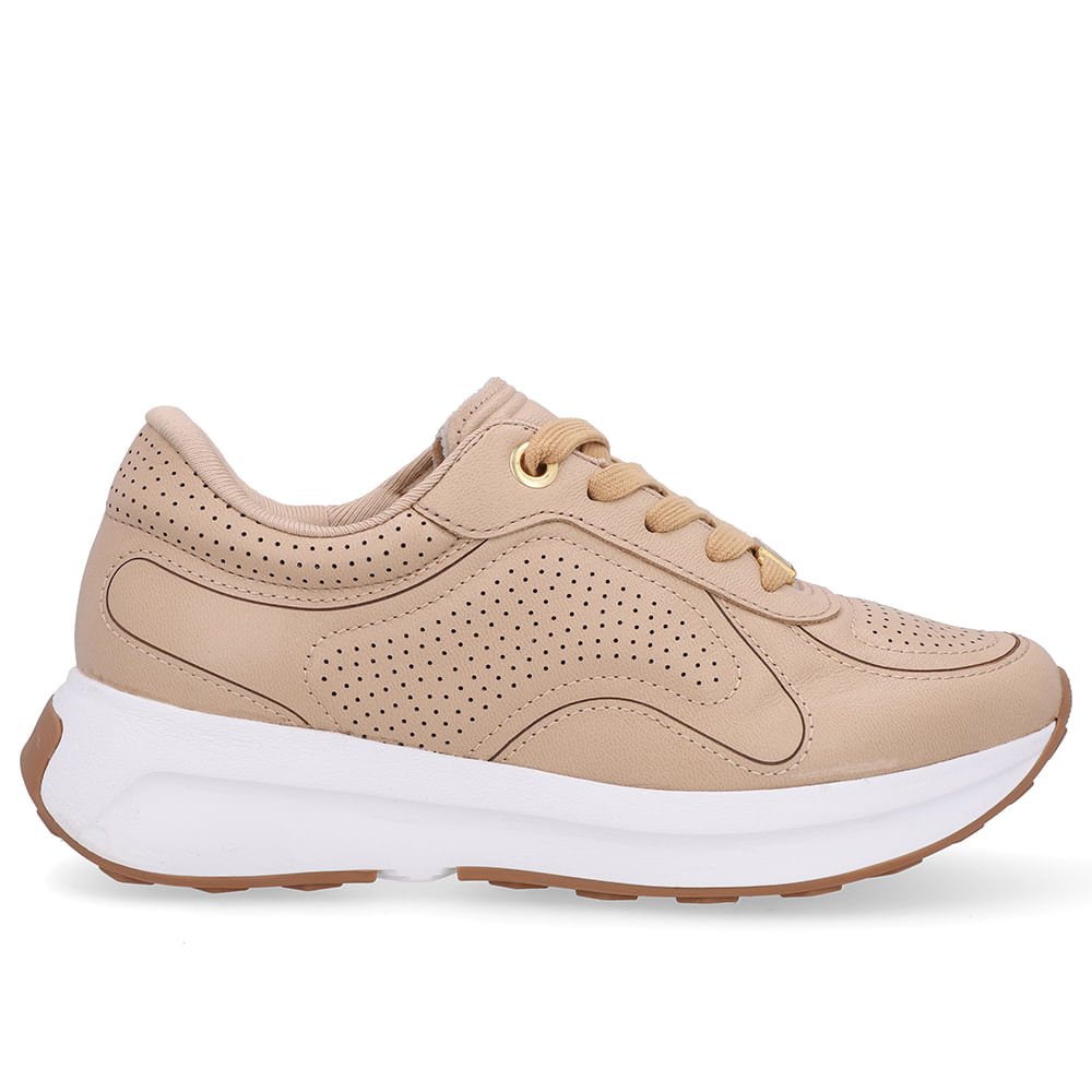 Tênis Casual Couro Bege