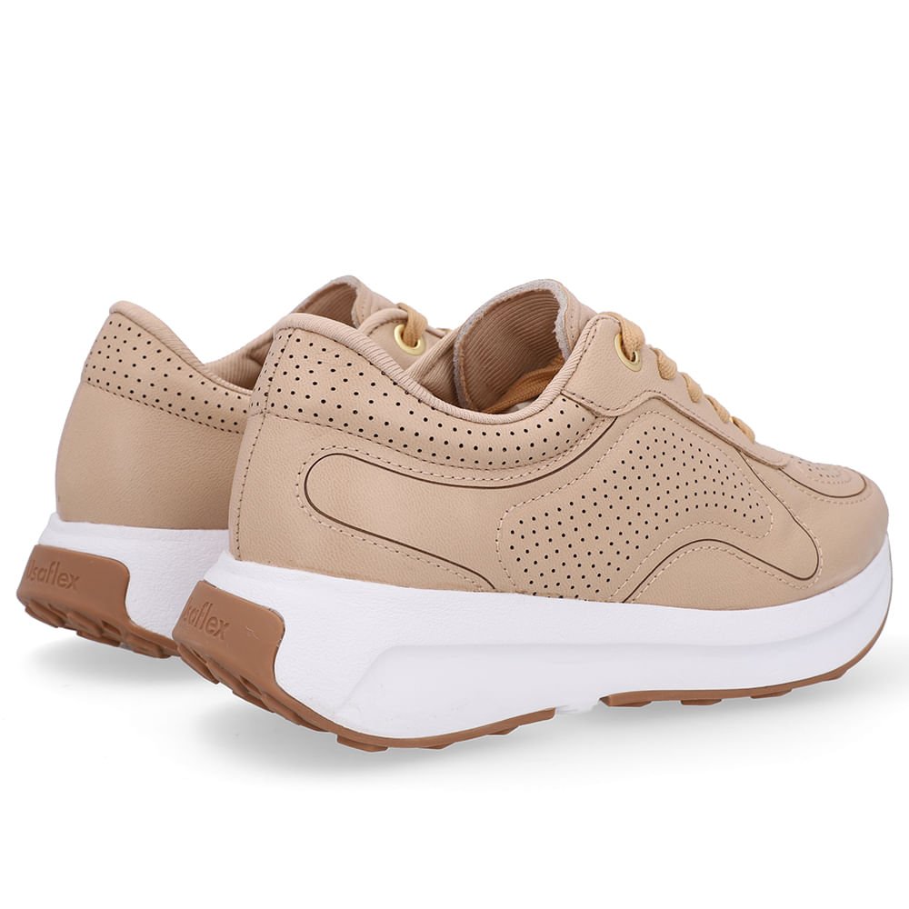 Tênis Casual Couro Bege Bege 3