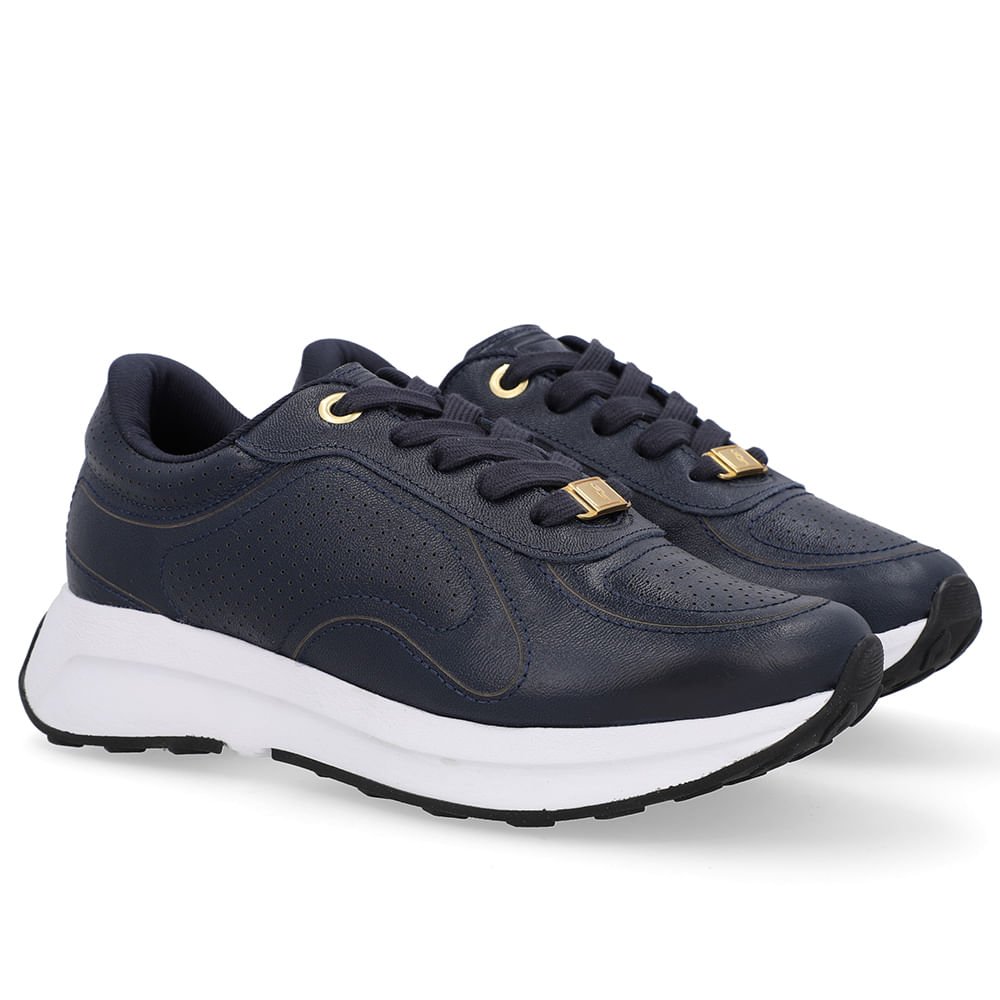 Tênis Casual Couro Azul Azul Marinho 2