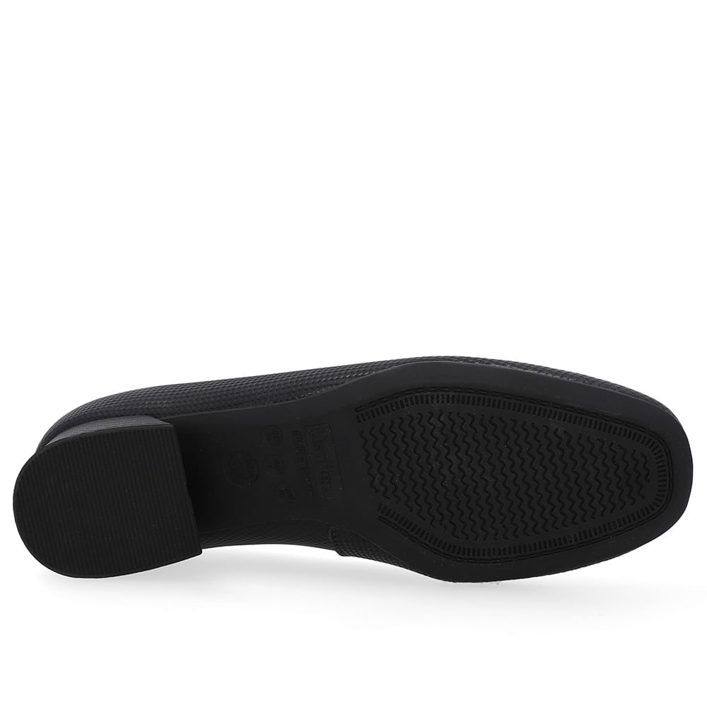 Scarpin Preto Textura Salto Bloco Couro Básico Preto 5