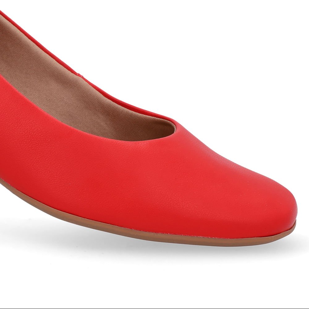 Scarpin Vermelho Salto Bloco Couro Básico Vermelho 4