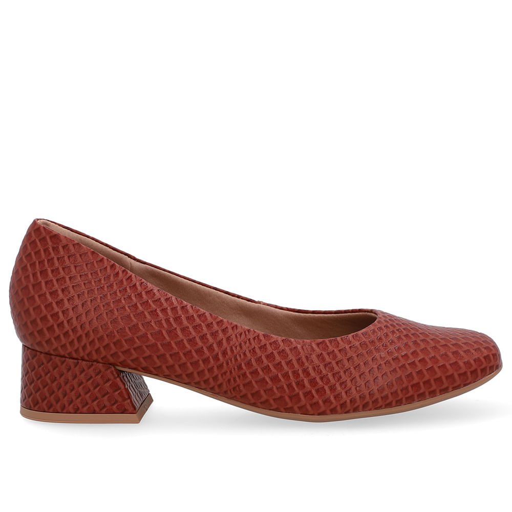 Scarpin Marrom Salto Bloco Couro Básico