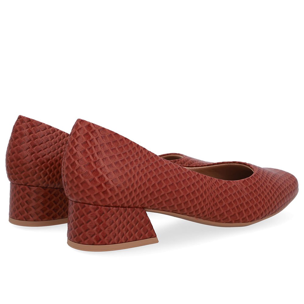 Scarpin Marrom Salto Bloco Couro Básico Marrom 3