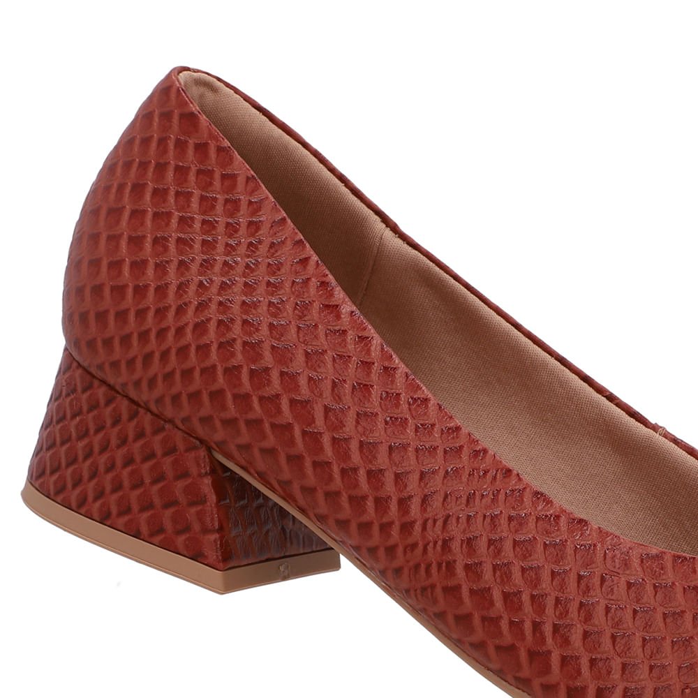 Scarpin Marrom Salto Bloco Couro Básico Marrom 4