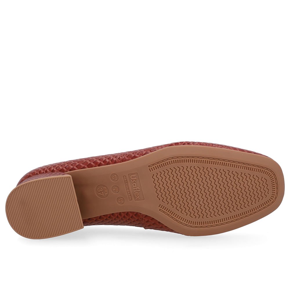 Scarpin Marrom Salto Bloco Couro Básico Marrom 5