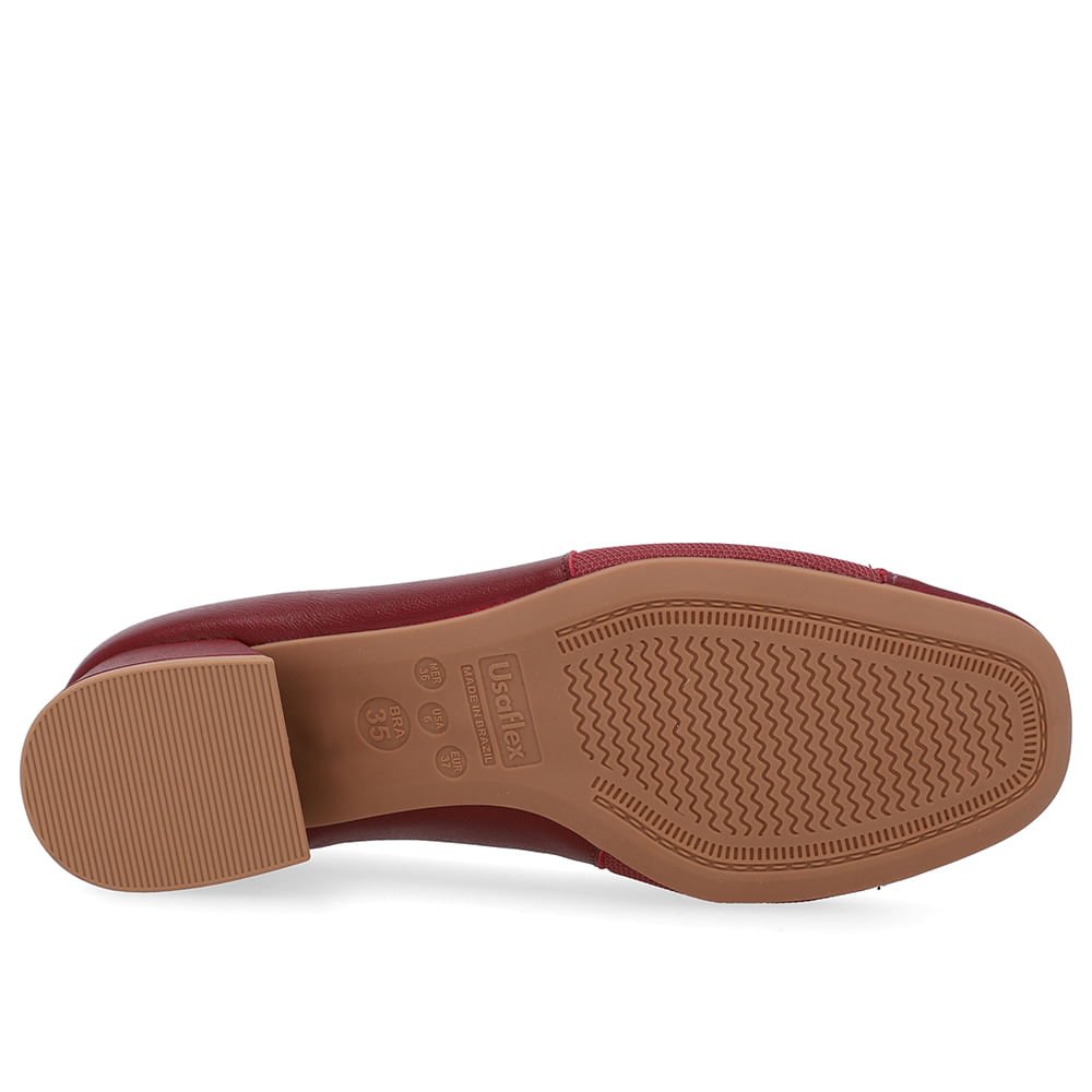 Scarpin Vermelho Salto Bloco Couro Lateral Tecido Vermelho 5