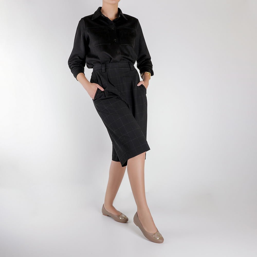 Sapatilha Couro Marrom Bico Redondo Enfeite Bege 4