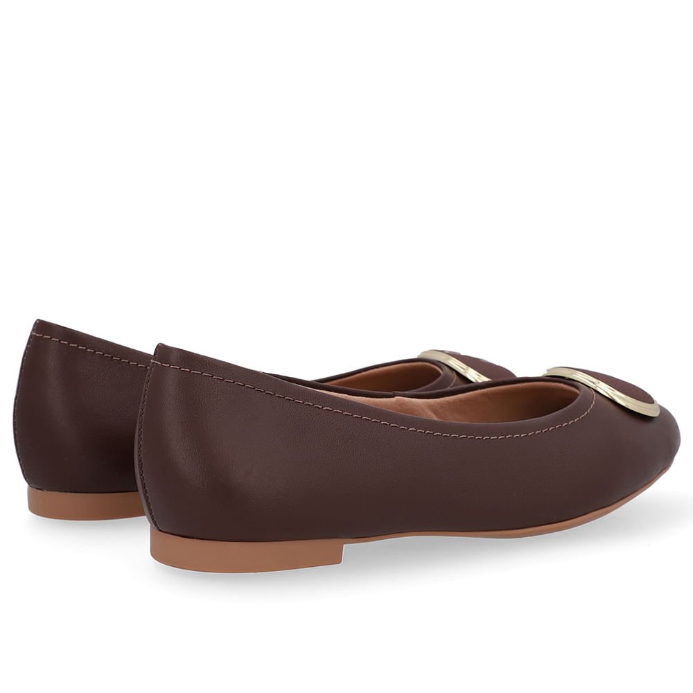 Sapatilha Couro Marrom Bico Redondo Enfeite Marrom 3