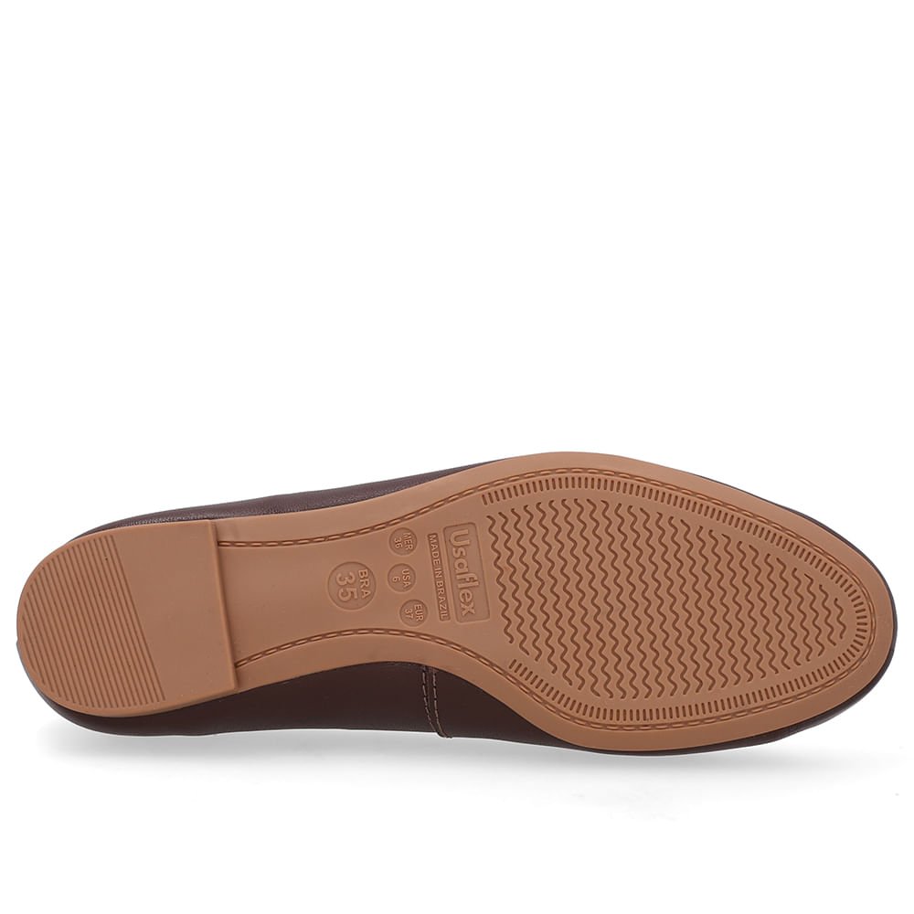 Sapatilha Couro Marrom Bico Redondo Enfeite Marrom 5