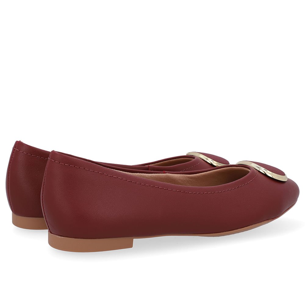 Sapatilha Couro Vermelha Bico Redondo Enfeite Vinho 3