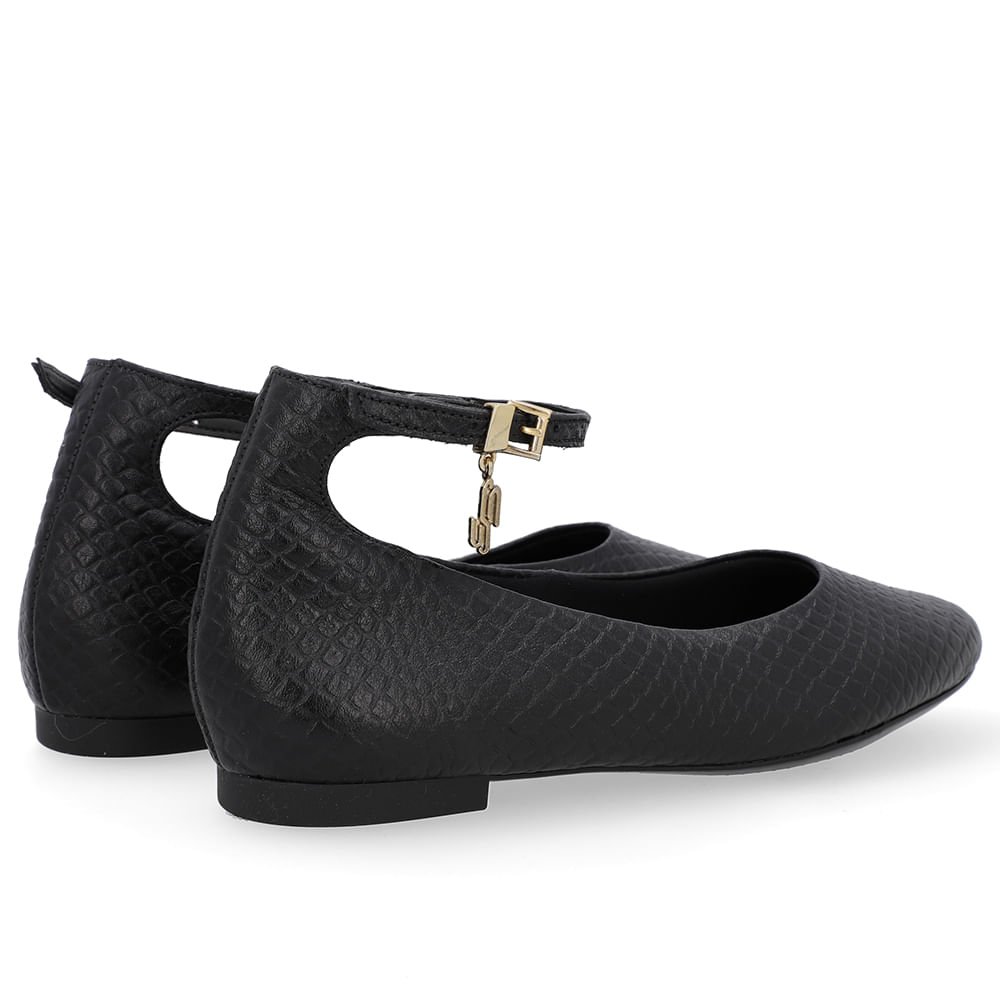 Sapatilha Boneca Preta Couro Salto Bloco Preto 3